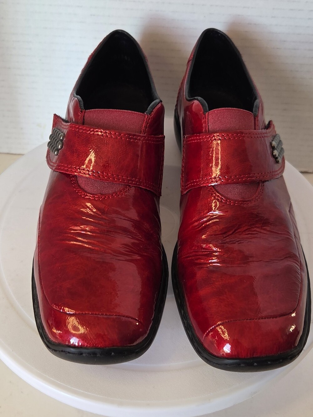 Rieker Anti Stress Women's Red Patent Leathet Comfort Shoes Size 39 Or 8